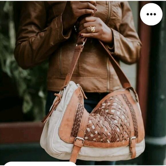 Anabaglish Sundance Canvas/Leather Large Distressed Messenger Bag 16x11x5 - Picture 14 of 14